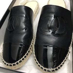 Chanel espadrilles 36 mules style black authentic